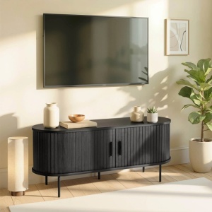 COMODA TV 120CM, ARTIM MEBLE, CU 2 USI, REALIZATA DIN MDF, CULOARE NEAGRA, STIL MODERN - Img 2