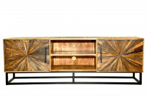 COMODA TV 145CM, WOOD ART, COD 40527, DIN METAL SI LEMN MASIV MANGO - Img 1