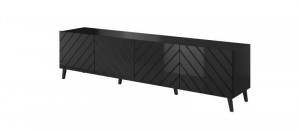 COMODA TV, ABETTO 200CM, DIN PLACI LAMINATE SI MDF, NEAGRA, DESIGN MODERN - Img 2