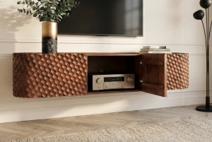 COMODA TV, ALDON 160CM, REALIZAT DIN LEMN DE MANGO 3D SI METAL, CULOARE MARO, ARTIM GROUP SELECTION - Img 8