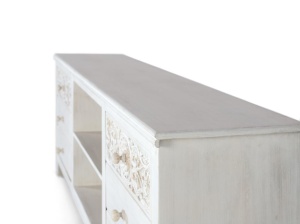 COMODA TV, ARTIM 1822, DIN LEMN DE MANGO, ALB ANTICHIZAT, ARTIM GROUP SELECTION - Img 5