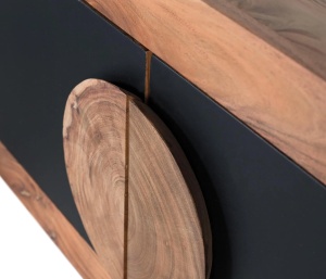 COMODA TV ESSENCE 160CM, REALIZATA DIN LEMN DE SALCAM, CULOARE NATUR/NEGRU, GINER Y COLOMER - Img 7