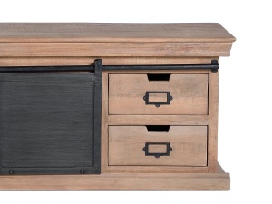 COMODA TV INDUSTRIAL 170CM, REALIZATA DIN LEMN DE MANGO SI METAL, CULOARE NATUR/GRI, GINER Y COLOMER - Img 4