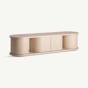 COMODA TV KHARJ 220CM, DIN LEMN DE STEJAR, CULOARE BEJ, STIL ART DECO, VICAL HOME