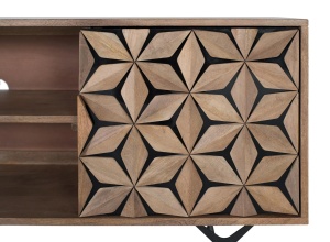 COMODA TV MYSORE 150CM, REALIZATA DIN LEMN DE MANGO SI METAL, CULOARE NATUR, GINER Y COLOMER - Img 7