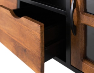 COMODA TV NEWARK 180CM, REALIZATA DIN LEMN DE MANGO SI METAL, CULOARE NATUR/NEGRU, GINER Y COLOMER - Img 6