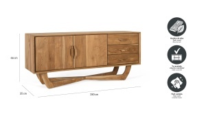 COMODA TV NOVA 150CM, REALIZATA DIN LEMN DE TEC, CULOARE NATUR, GINER Y COLOMER - Img 2