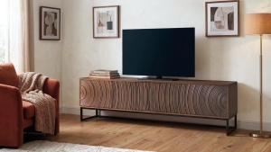 COMODA TV OCASO 170CM, REALIZATA DIN LEMN DE MANGO SI METAL, CULOARE NUC INCHIS, GINER Y COLOMER - Img 2