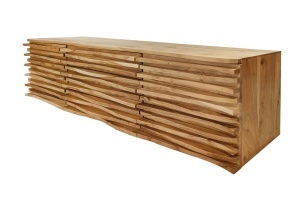 COMODA TV RELIEF 175CM, REALIZATA DIN LEMN MASIV DE SALCAM, CULOARE NATUR, MONTAJ PE PERETE, INVICTA INTERIOR - Img 9