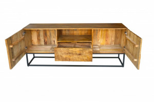 COMODA TV, SCORPION 160CM, DIN LEMN MASIV DE MANGO NATUR SI CADRUL DE METAL, ARTIM GROUP SELECTION - Img 4