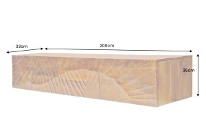 COMODA TV, SCORPION 200CM, LEMN DE MANGO, CULOARE NATUR/MARO, ARTIM GROUP SELECTION - Img 2