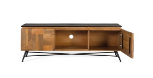COMODA TV SEQUENCE 150CM, REALIZATA DIN LEMN DE MANGO, CULOARE NATUR/NEGRU, GINER Y COLOMER - Img 3