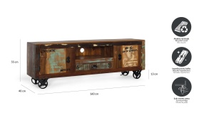 COMODA TV VERRIER 160CM, REALIZATA DIN LEMN DE MANGO SI METAL, CULOARE MULTICOLOR, GINER Y COLOMER - Img 8