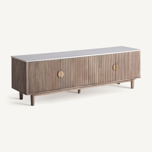 COMODA TV ZERF 200CM, DIN LEMN DE MANGO MDF SI MARMURA, DESIGN CONTEMPORAN, VICAL HOME