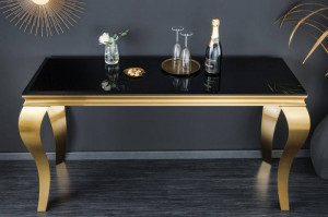 CONSOLA BAROCK 140CM, DIN METAL DE CULOARE AURIE SI STICLA - Img 3