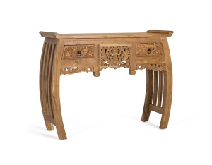 CONSOLA GUBBIO 100CM, REALIZATA DIN LEMN DE TEC, REALIZATA MANUAL, CULOARE NATUR, GINER Y COLOMER