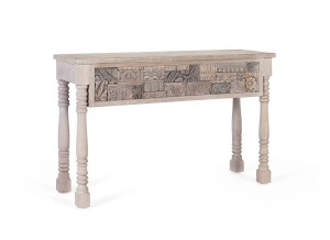 CONSOLA ORIGIN 120CM, REALIZATA DIN LEMN DE STEJAR, CULOARE GRI ANTICHIZAT, GINER Y COLOMER