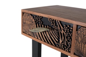 CONSOLA TROPICANA 120CM, REALIZATA DIN LEMN DE SALCAM SI METAL, CULOARE NATUR/NEGRU, GINER Y COLOMER - Img 5