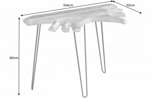 CONSOLA, WILD 105CM, LEMN MASIV DE SALCAM SI METAL, NATUR/NEGRU, MODEL DEOSEBIT - Img 6