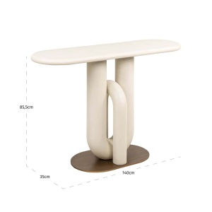 CONSOLA WINSLOW 214124, CONFECTIONATA DIN METAL SI MDF, CULOAREA ALB/AURIU, STIL MODERN - Img 5