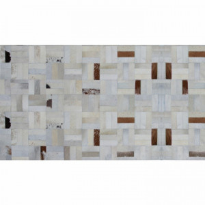 Covor de lux din piele, alb/gri/maro, patchwork, 120x180, PIELE DE VITĂ TIP 1, 0000188798 - Img 5