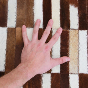 Covor de lux din piele, maro/alb, patchwork, 141x200, PIELE DE VITĂ TIP 5, 0000188859 - Img 5