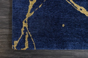 COVOR, MARMURA 160X240CM, ALBASTRU REGAL/AURIU, POLIESTER/BUMBAC, ARTIM GROUP SELECTION - Img 2