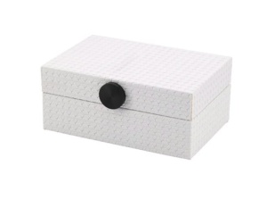 CUTIE DE DPOZITARE MICA MYRTH JB-0096, ALBA, CONFECTIONATA DIN MDF, PIELE ECOLOGICA SI ALIAJ DE ZINC, RICHMOND INTERIOR - Img 2