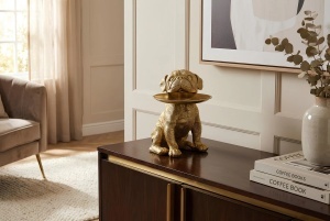 DECORATIUNE, BULLDOG 32CM, REALIZAT DIN POLIRASINA, CULOARE AURIE, REALIZAT MANUAL, ARTIM GROUP SELECTION - Img 2
