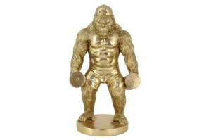 DECORATIUNE KING APE 35CM, DIN POLIRASINA, CULOARE AURIE, REALIZATA MANUAL, ARTIM GROUP SELECTION - Img 2