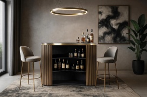 DULAP BAR LIVING SAMBHAL 145CM, REALIZAT DIN LEMN DE MANGO SI BLAT DIN MARMURA, CULOARE BRONZ/NEGRU, GINER Y COLOMER - Img 2