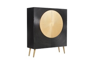 DULAP /BUFET LIVING AURUM 120CM, REALIZAT DIN LEMN DE MANGO SI PICIOARE DIN METAL, CULOARE NEGRU/AURIU