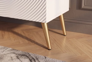 DULAP /BUFET LIVING AURUM 120CM, REALIZAT DIN LEMN DE MANGO SI PICIOARE DIN METAL, CULOARE ALB/AURIU - Img 9