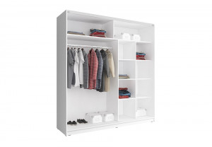 DULAP DORMITOR MIKA MULTI XII 200 ALB/NEGRU DESIGN MODERN PSK - Img 2