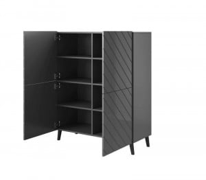 DULAP ELEGANT, ABETTO 100CM, DIN PLACI LAMINATE SI MDF, GRI, DESIGN MODERN - Img 4