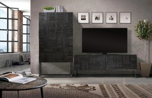 DULAP ELEGANT HIEROGLIFIC 90CM, REALIZAT DIN LEMN DE MANGO SI METAL, CULOARE NEGRU, GINER Y COLOMER - Img 4