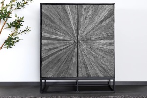 DULAP LIVING 120CM, BARRACUDA, GRI/NEGRU, DIN LEMN MASIV DE MANGO, LEMN DE TEC RECICLAT SI METAL - Img 7