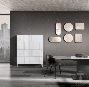 DULAP LIVING 90CM, EDDY RANDOM, COD 5075, STIL MODERN, REALIZATA PANOURI LAMINATE, USI SEMIGRAFIATE - Img 4