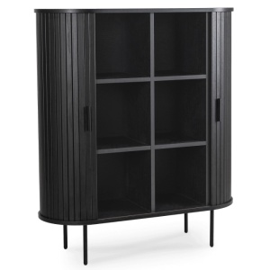 DULAP LIVING, ARTIM MEBLE,100CM, CU 2 USI GLISANTE, REALIZAT DIN MDF SI METAL, CULOARE NEAGRA, STIL MODERN - Img 3