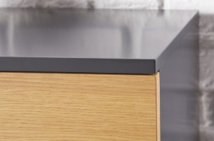 DULAP LIVING WILD OAK 100CM, COD 40066, LEMN MASIV SI MDF, STEJAR/GRI - Img 3