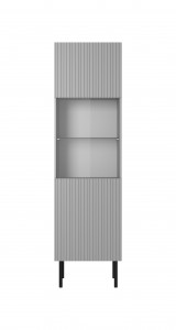 DULAP/VITRINA LIVING ASENSIO W-1, 180X50 CM, GRI DESCHIS/NEGRU, MDF LAMINAT, PAL, STICLA SI METAL, STIL MODERN - Img 5