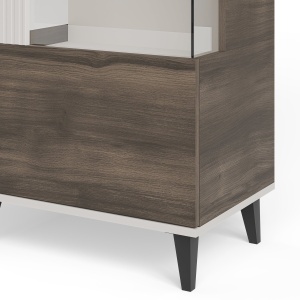 DULAP/VITRINA RANDOM 2 W-1, 182X60 CM, CASMIR/NUC/NEGRU, DIN MDF FURNIRUIT, STICLA, POLIPROPILENA SI METAL, STIL MODERN - Img 7