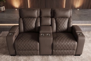 FOTOLIU CINEMA 2 LOCURI HOLLYWOOD, REGLABIL ELECTRIC, REALIZAT DIN PIELE ECO, CULOARE MARO, INVICTA INTERIOR - Img 2
