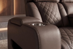 FOTOLIU CINEMA 2 LOCURI HOLLYWOOD, REGLABIL ELECTRIC, REALIZAT DIN PIELE ECO, CULOARE MARO, INVICTA INTERIOR - Img 12