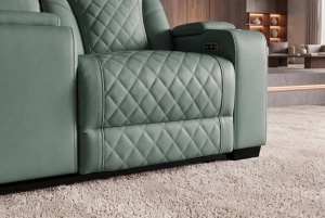FOTOLIU CINEMA 2 LOCURI HOLLYWOOD, REGLABIL ELECTRIC, REALIZAT DIN PIELE ECO, CULOARE VERDE SALVIE, INVICTA INTERIOR - Img 13