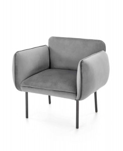 FOTOLIU CONFORTABIL BRASIL, GRI/NEGRU, TAPITERIE DIN CATIFEA SI PICIOARE DIN METAL, STIL MODERN, HALMAR - Img 2