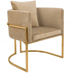 FOTOLIU CONFORTABIL CHLOE, KHAKI/AURIU, DIN CATIFEA SI METAL, STIL MODERN - Img 2