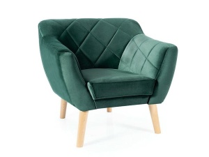 FOTOLIU CONFORTABIL KARO 1, VERDE BLUVEL 78/FAG, TAPITERIE DIN CATIFEA SI PICIOARE DIN LEMN
