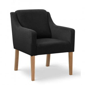 FOTOLIU CONFORTABIL MILO, NEGRU/FAG, STIL CLASIC, CONFECTIONAT DIN LEMN DE FAG SI TEXTIL