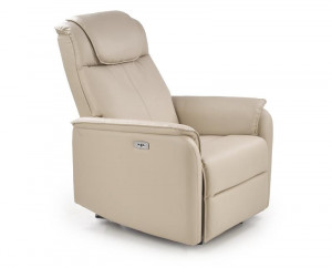 FOTOLIU CONFORTABIL PARADISE, CREM, TAPITERIE DIN PIELE ECOLOGICA, CU FUNCTIE DE RABATARE SI PORT USB, STIL MODERN - Img 2